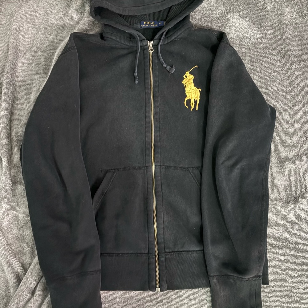 Ralph Lauren Black Hoodie with Gold Accents